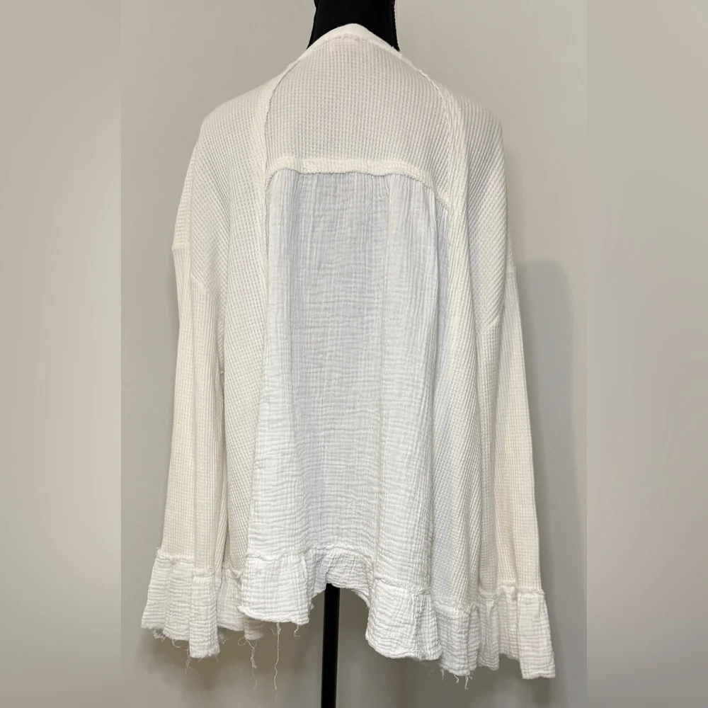 Pink Lily Cream Ruffle Cardigan - Picture 3 of 7